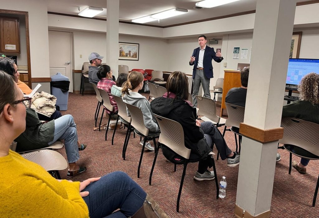 Adults attending a parent info event